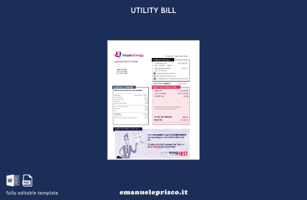 modello word di bolletta elettrica stile verificato Australia People Energy
